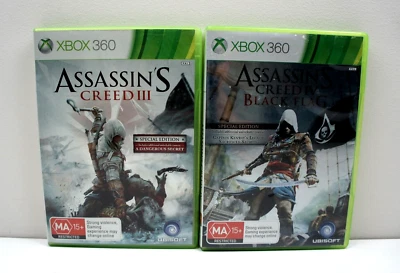 Assassins Creed III 3 & IV 4 Black Flag Bundle Xbox 360 Game Free Postage - Image 1 of 4