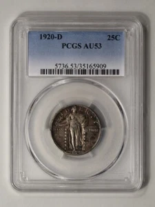 1920-D 25C Standing Liberty Quarter PCGS AU53 - Picture 1 of 4