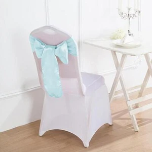 10 Light Blue Satin CHAIR SASHES Ties Bows Wedding Party Reception Decorations - Picture 1 of 6