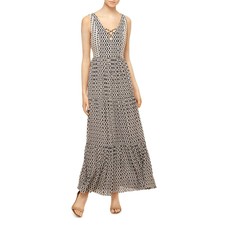 Sanctuary Womens Audrey Navy Printed Lace Up Sleeveless Maxi Dress L BHFO 9406