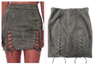 NEW SEEK MINI SKIRT WHIMSIGOTH GRUNGE SEXY CORSET STEAMPUNK F/SUEDE LACE UP SM - Picture 1 of 6