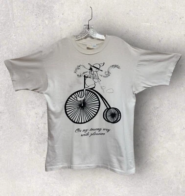 Camiseta De Colección Años 70 Rueda Alta Bicicleta Dibujos Animados Puntada Única XL 23”x29” *Manchas Foto 1 de 4