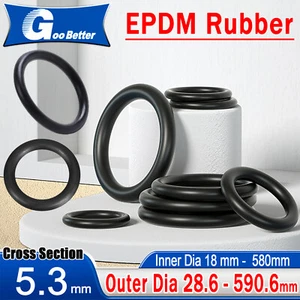 Metric O Ring EPDM Rubber - Large range of sizes 18mm - 580mm Thickness 5.3mm - Picture 1 of 148