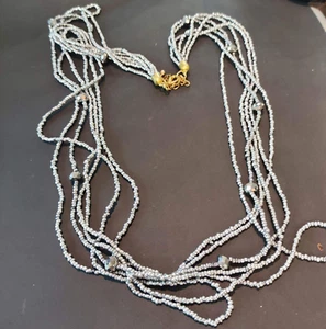 collana vintage americana più fili anni 60 perline grige - multistrand necklace - Picture 1 of 4