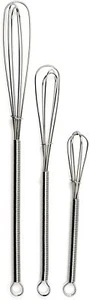 Stahl Mini Schneebesen Set (3) 5"-7"-8" verchromter Stahl Schneebesen - Küchenhelfer - Bild 1 von 4