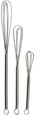 Steel Mini Whisk Set of (3)  5"-7"-8" Chrome Plated Steel Whisks - Kitchen Tools - Image 1 of 4