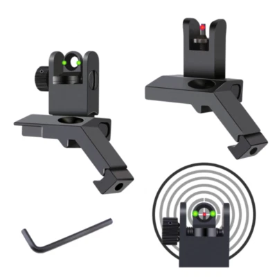 Tactics Fiber Optics Iron Sights 45 Degree Flip-up Front Rear Sight w/20mm Rail - Image 1 of 4