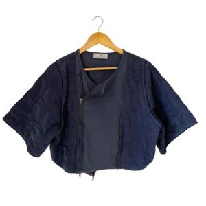 Adidas Stella McCartney blue crop jacket size M double zipper short sleeve