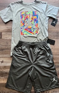 NWT Nike Jordan Boys YXL Gray/White/Multi Color THE CRADLE Shorts Set XL - Picture 1 of 4
