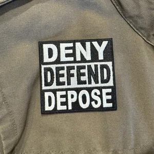 Deny, Defend, Depose Iron-On Patch – Activist Protest Fabric Accessory - Foto 1 di 1
