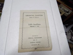 Vintage 1957 Johnstown Pa. Public Installation Order of DeMolay Knights Templar - Picture 1 of 4