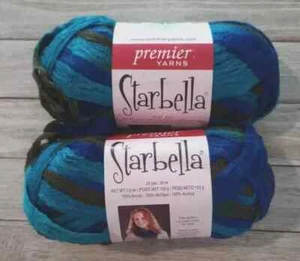 crochet ruffle yarn starbella premier canyon sunrise blue 3.5 oz new - Picture 1 of 2