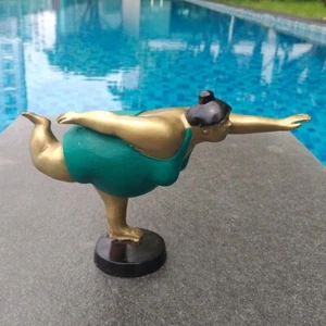 Yoga Brass Sculpture Fat Woman Statue Lady Figurine Green Handcraft Decor # 6 - Picture 1 of 8