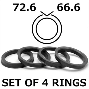 72.6 - 66.6 mm SPIGOT RINGS SET OF 4 For Alloy Wheel Hub Centric wheel spacer - Picture 1 of 5