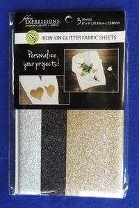 Bügelbild Ausdrücke Glitzer Blätter Handwerk Verzierung Stoff Editionen 3 Stck. 8"x9" - Bild 1 von 1