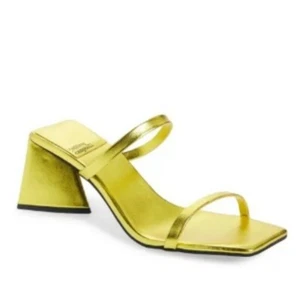 Jeffrey Campbell Tendresse Slide Sandal In Gold Metallic Leather Strappy Size 6 - Picture 1 of 12