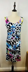 Talbot Runhof Dress Size AU 10 EU 40 Colourful V Neck Ruched Gathered RRP$1500 - Picture 1 of 11