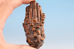 chinese boxwood handmade blessing buddha statue netsuke collection gift - Picture 1 of 8