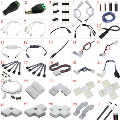 LED Strip Light Connector Adapter Cable PCB Clip Solderless 3528 5050 5630 RGB - Image 1 of 4