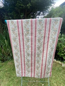 Vintage rosa Blumen Streifen einzelne Gardine Panel Landhaus edwardianischer Stoff - Bild 1 von 7
