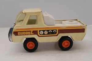 Vintage Buddy L gepresster Stahl Mini Arbeitswagen, hellbraun beige, mit Grafik, siehe Bild - Bild 1 von 7
