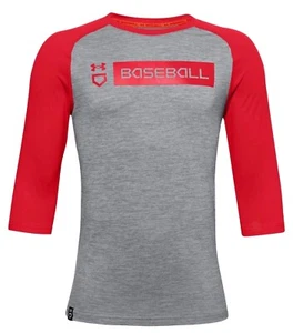 Under Armour Youth Boys Baseball Shirt 3/4 Sleeve SZ YXL Loose Fit Red - Picture 1 of 3