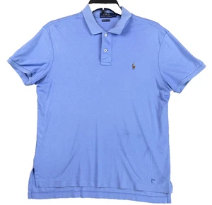 Polo Ralph Lauren Polo Shirt Mens Large Blue Pima Soft Touch Classic Embroidered - Picture 1 of 11