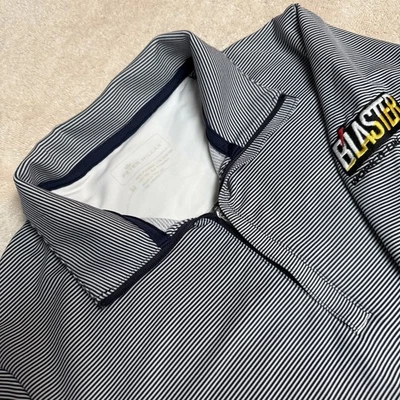 Pullover de golf Peter Millar para mujer 1/4 cremallera rendimiento azul blanco a rayas talla M Foto 1 de 4