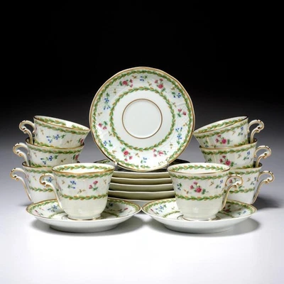 Juego de 8 tazas y platillos de café espresso Bernardaud Artois Vert Versailles Demitasse B Foto 1 de 4
