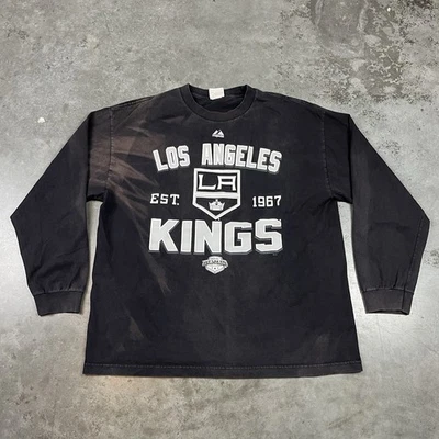 Camiseta De Colección LA Kings Para Hombre XL Negra Desvanecimiento del Sol Manga Larga Usada Foto 1 de 4
