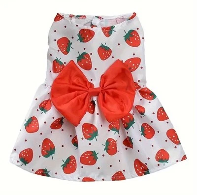 Princess Dog Dress Small Pet Cat Costume Puppy Bow New Free Ship Strawberry L - Image 1 of 2
