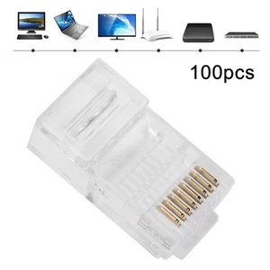 100x RJ45 Cat5E Modular Unshielded GoldPlated Networks Cable Connectors For G CB - Afbeelding 1 van 13