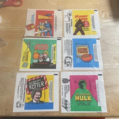 6 Non Sport Vintage Wax Wrappers - Image 1 of 2