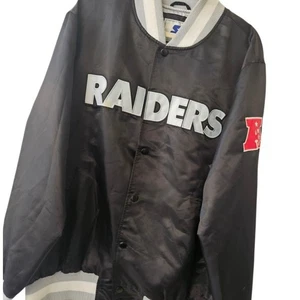 Starter Raiders Satin Bomber Jacket NFL AFC Patch XL Vtg Style Y2K Era - Picture 1 of 8