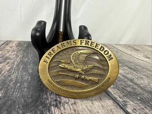 Fibbia cintura fucile vintage ottone NRA Institute for Action Firearms Freedom Eagle - Foto 1 di 8