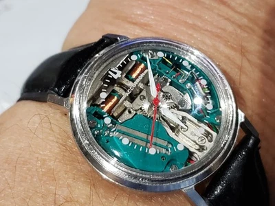 BULOVA ACCUTRON 1966 SPACEVIEW Watch Stainless Steel large dial 214 Runs Great - Image 1 of 4