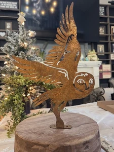 WUNDERSCHÖNE rostige Metall Eule im Flug Laser geschnitten Metall Gartenskulptur KOSTENLOSER VERSAND - Bild 1 von 6