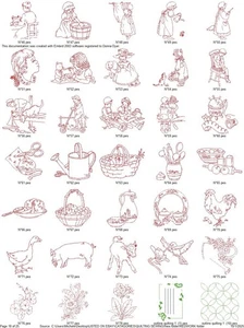 846 REDWORK AND QUILTING OUTLINES Embroidery Machine Design Pattern PES USB - Picture 1 of 13