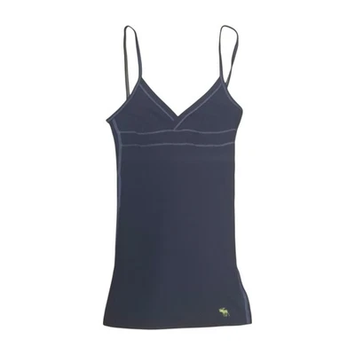 Vintage Abercrombie & Fitch Navy Babydoll V Neck Ribbed Fitted Tank Top S - Image 1 of 4