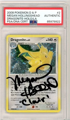 PSA Signed Megan Hollingshead Pokémon TCG Dragonite 2/146 Legends Awakened Holo - Image 1 of 2