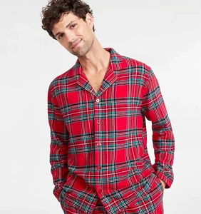 FAMILY PJ Pajamas Men's Brinkley Cotton Plaid Pajamas Top RED 2XL - Picture 1 of 6