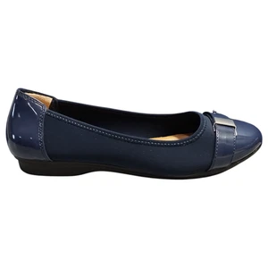 Dexflex Comfort Ballet Flats Women US Size 10 Navy Cap Toe Buckle Detail Slip On - Picture 1 of 13