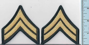 Zwei NEUE Gold/OD Grün Polizei Sheriff Cpl BonusRang Patches 2-Streifen ChevronsLASD - Bild 1 von 2
