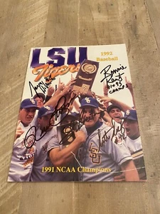 Skip, Williams, Johnson, Rantz+ Schultz Signed 1992 LSU Baseball Program. Proof - Picture 1 of 18