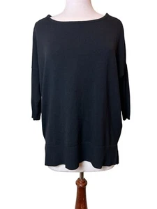 Roz Ali Sweater Tunic Size L Black Golden Zipper Shoulders Slits Comfy Blackcore - Picture 1 of 8