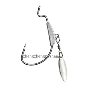 20pcs Weighted Wide Gap Offset Worm Hooks Weedless Soft Lure Bait Hook 1/0#-5/0# - Picture 1 of 12