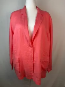 Eileen Fisher NWT Size 2X 100% Irish Linen Blazer Peony Orange Spring Office Wea - Picture 1 of 13