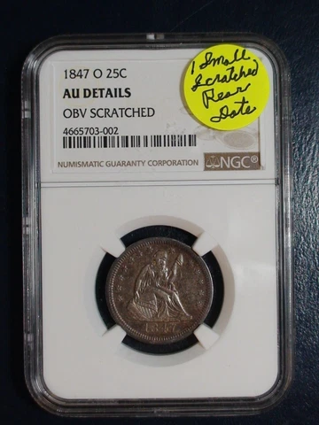 1847 O Liberty Seated Silver Quarter NGC AU KEY DATE 25C Coin PRICED TO SELL NOW Cover