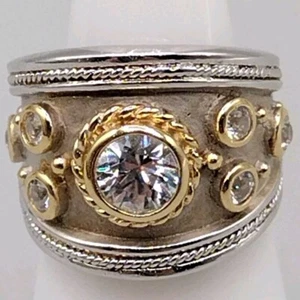 Sterling Silber 925 bicolor Zirkonia Ring matt/poliert Größe 6 - Bild 1 von 15