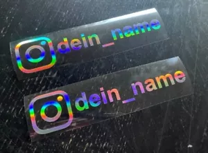 2x Instagram Hologramm WUNSCHTEXT 20cm Auto Aufkleber Sticker Tuning Oilslick - Bild 1 von 1